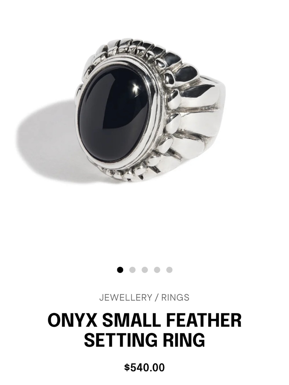 The great frog London - small onyx feather ring